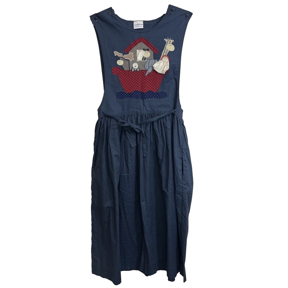 Creations Jumper Dress Size S Noah's Ark Pockets Cotton Teacher Sleeveless